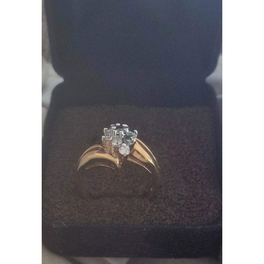 Vth Joseph Cleary Womens Cluster Rhinestone/ Crystal Ring Gold Tone Size 7.25